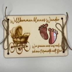 Gelaserte Geldgeschenkkarte "Kleines Wunder" aus Sperrholz – Das perfekte Geschenk zur Geburt oder Taufe!