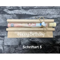 Geldgeschenk • Geburtstag • Reagenzglas • Geschenkverpackung aus Holz • Eiche • Klötzchen