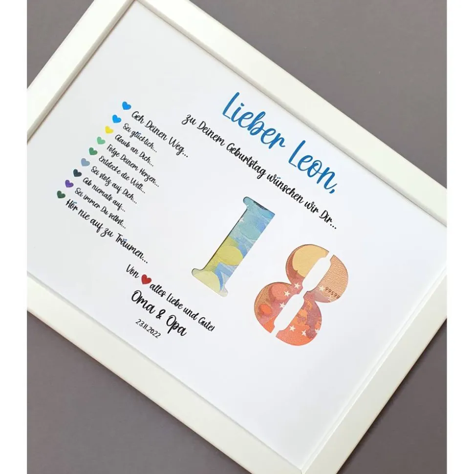 Geldgeschenk 18. Geburtstag, Geldgeschenk personalisiert, Geburtstagsgeschenk, Geschenkidee zum Geburtstag