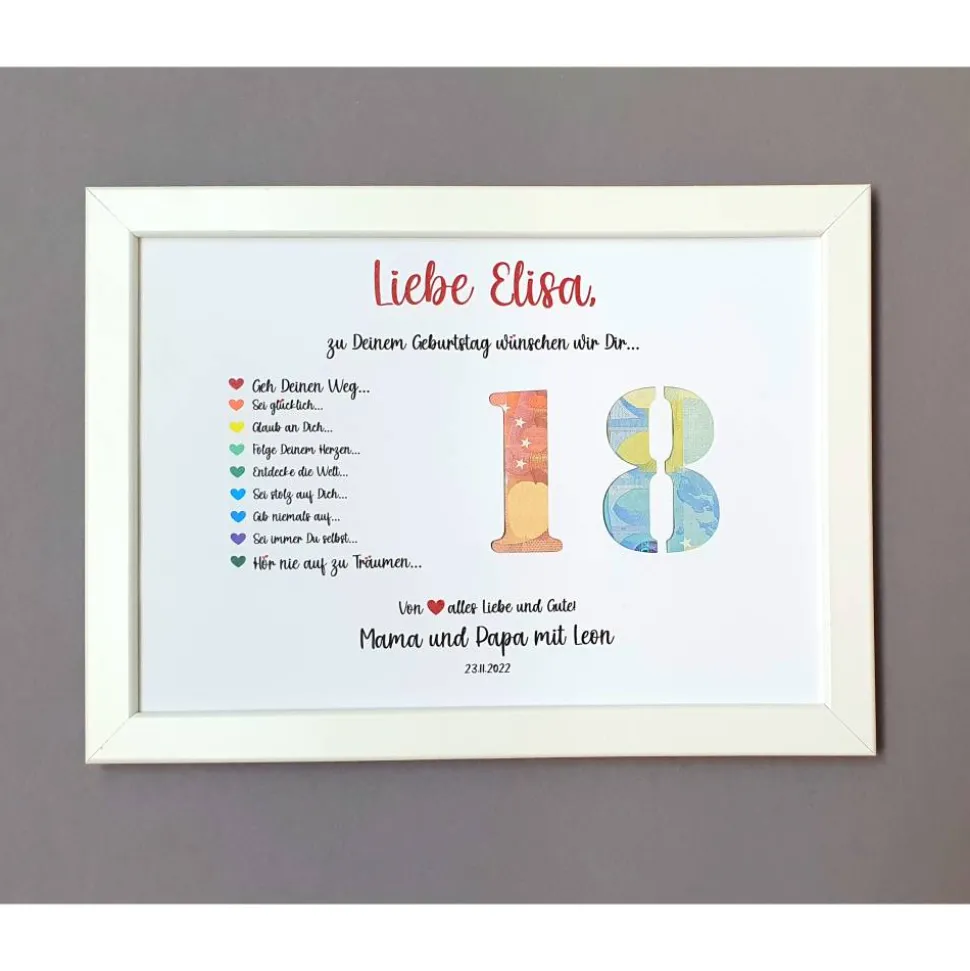 Geldgeschenk 18. Geburtstag, Geldgeschenk personalisiert, Geburtstagsgeschenk, Geschenkidee zum Geburtstag