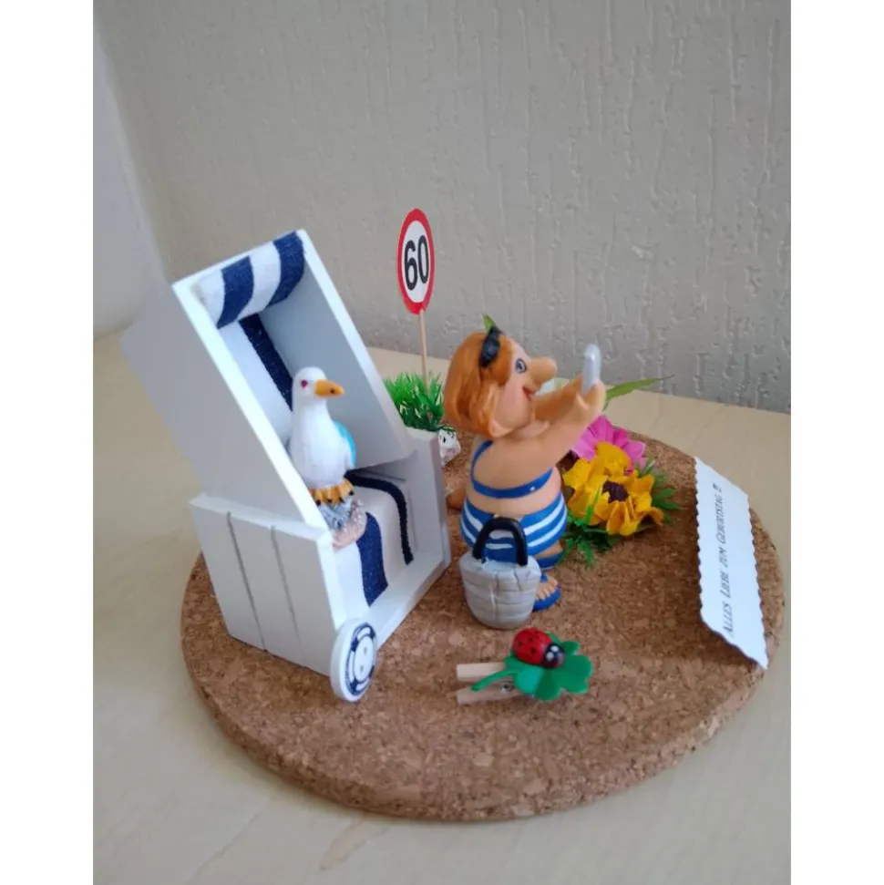 Geldgeschenk 60. Geburtstag Frau – Relaxen im Strandkorb Garten Deko Rente Freizeit