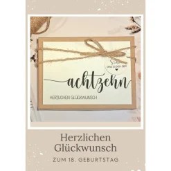 Geldgeschenk 18. Geburtstag – Personalisierte Geschenkbox mit Karte & Baumwollsäckchen