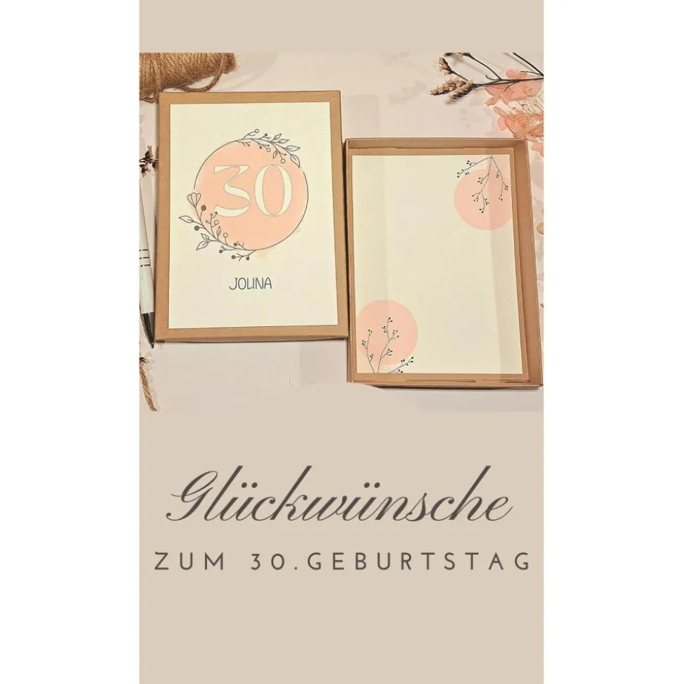 Geldgeschenk 30. Geburtstag personalisiert | Geschenkbox für Frauen | Geburtstagsgeschenk mit Name und Glückwunschkarte