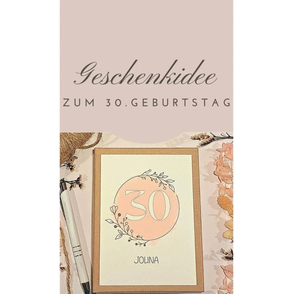 Geldgeschenk 30. Geburtstag personalisiert | Geschenkbox für Frauen | Geburtstagsgeschenk mit Name und Glückwunschkarte