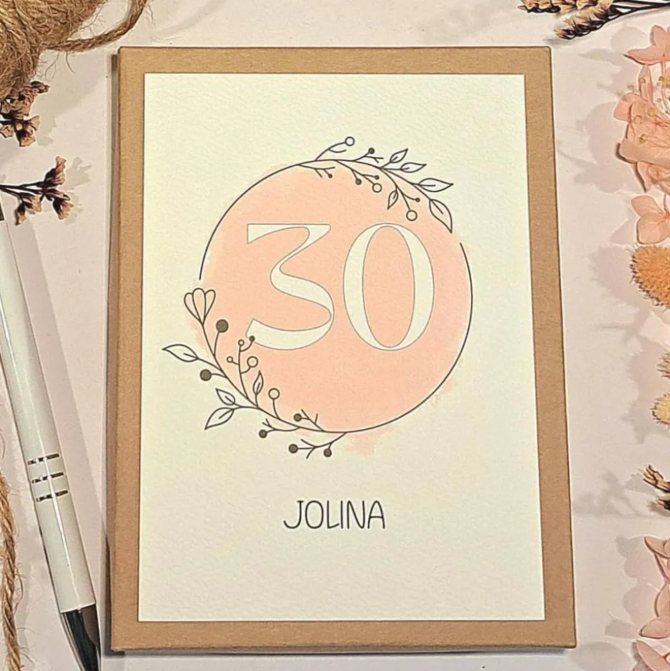 Geldgeschenk 30. Geburtstag personalisiert | Geschenkbox für Frauen | Geburtstagsgeschenk mit Name und Glückwunschkarte