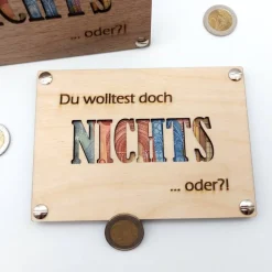 Geldgeschenk | Geschenkkarte aus Holz | NICHTS | Herz | Geldgeschenk Verpackung | Geschenkverpackung | Kleinigkeit