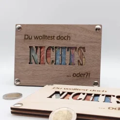 Geldgeschenk | Geschenkkarte aus Holz | NICHTS | Herz | Geldgeschenk Verpackung | Geschenkverpackung | Kleinigkeit