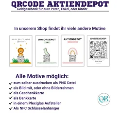 Geldgeschenk | Meine Erste Aktie | Personalisierte Aktie ETF Kryptowährung QrCode Geschenkkarte | Motiv Elefant