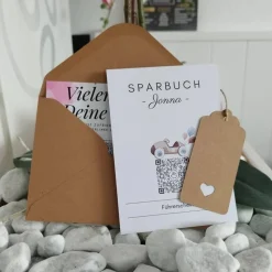 Geldgeschenk | Personalisiertes Sparbuch | QrCode Postkarte DIN A6 inkl. Briefumschlag & Anhänger | Führerschein
