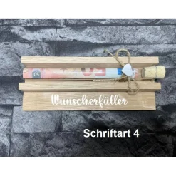 Geldgeschenk • Wunscherfüller • Reagenzglas • Geschenkverpackung aus Holz • Eiche • Klötzchen