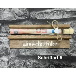 Geldgeschenk • Wunscherfüller • Reagenzglas • Geschenkverpackung aus Holz • Räuchereiche • Klötzchen