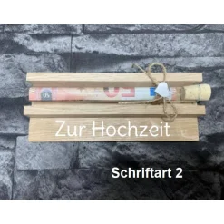 Geldgeschenk • Zur Hochzeit • Reagenzglas • Geschenkverpackung aus Holz • Eiche • Klötzchen