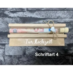 Geldgeschenk • Zur Hochzeit • Reagenzglas • Geschenkverpackung aus Holz • Eiche • Klötzchen