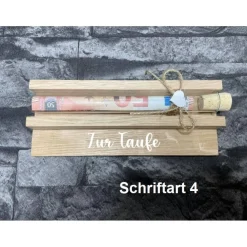 Geldgeschenk • Zur Taufe • Reagenzglas • Geschenkverpackung aus Holz • Eiche • Klötzchen