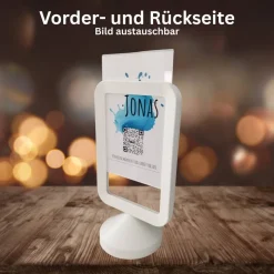 Geldgeschenk Aktie ETF Kryptowährung | Personalisierter NFC & QrCode Bildständer | Farbklecks Blau