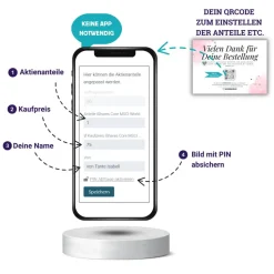 Geldgeschenk Aktie ETF Kryptowährung | Personalisierter NFC & QrCode Bildständer | Farbklecks Blau