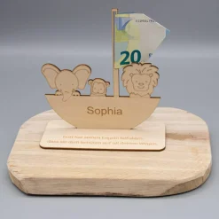 Geldgeschenk Arche - Zur Taufe - aus Holz personalisiert