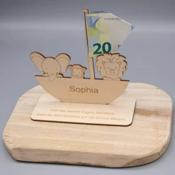 Geldgeschenk Arche - Zur Taufe - aus Holz personalisiert
