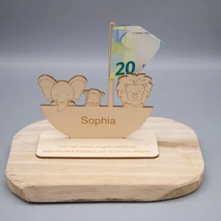 Geldgeschenk Arche - Zur Taufe - aus Holz personalisiert