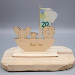 Geldgeschenk Arche - Zur Taufe - aus Holz personalisiert