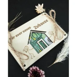 Geldgeschenk aus Holz, Einzugsgeschenk, Einzug, Auszug, Geldverpackung, Wunscherfüller