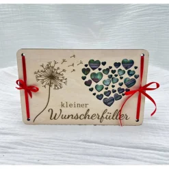 Geldgeschenk aus Holz Kleiner Wunscherfüller Geldgeschenk Pusteblume Geldkarte aus Holz