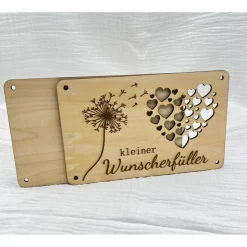 Geldgeschenk aus Holz Kleiner Wunscherfüller Geldgeschenk Pusteblume Geldkarte aus Holz