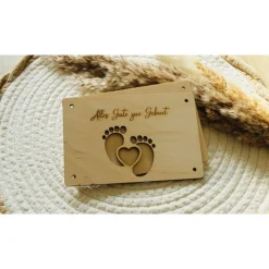 Geldgeschenk aus Holz, Wunscherfüller, Geschenkverpackung, Geburt, Baby, personalisierbar