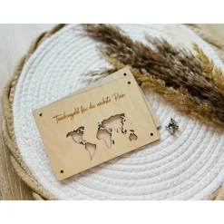 Geldgeschenk aus Holz, Wunscherfüller, Geschenkverpackung, Geburtstag, Reise, Taschengeld -personalisierbar