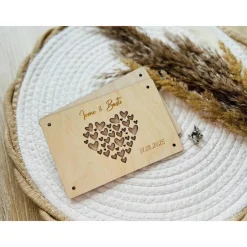 Geldgeschenk aus Holz, Wunscherfüller, Geschenkverpackung, Hochzeit, Liebe, Paar - personalisierbar