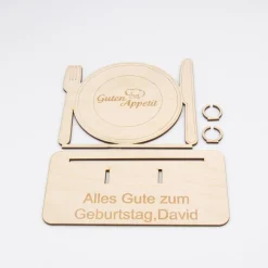 Geldgeschenk Besteck - aus Holz personalisiert