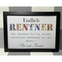 Geldgeschenk Bilderrahmen Rentner personalisierbar DIN A4