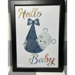 Geldgeschenk Bilderrahmen Geburt Bär personalisierbar DIN A4