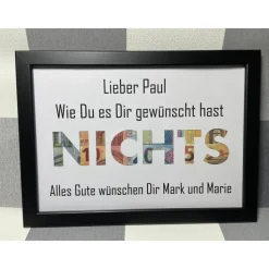 Geldgeschenk Bilderrahmen Nichts personalisierbar DIN A4