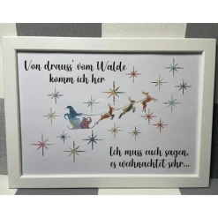 Geldgeschenk Bilderrahmen Weihnachten Schlitten personalisierbar DIN A4