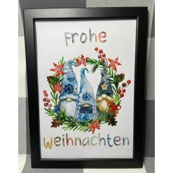 Geldgeschenk Bilderrahmen Weihnachten Wichtel Gnom 6 personalisierbar DIN A4