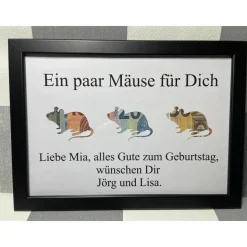 Geldgeschenk Bilderrahmen Mäuse personalisierbar DIN A4