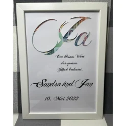 Geldgeschenk Bilderrahmen Hochzeit Ja personalisierbar DIN A4
