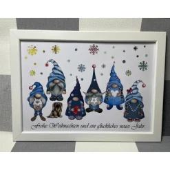 Geldgeschenk Bilderrahmen Weihnachten Wichtel Gnom 7 personalisierbar DIN A4