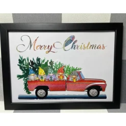 Geldgeschenk Bilderrahmen Weihnachten Wichtel Gnom 4 personalisierbar DIN A4