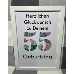 Geldgeschenk Bilderrahmen Geburtstag 55 personalisierbar DIN A4