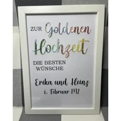 Geldgeschenk Bilderrahmen Goldene Hochzeit personalisierbar DIN A4