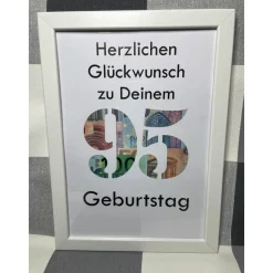 Geldgeschenk Bilderrahmen Geburtstag 95 personalisierbar DIN A4