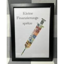 Geldgeschenk Bilderrahmen Finanzierungsspritze personalisierbar DIN A4
