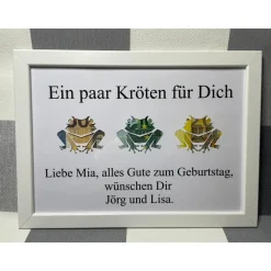 Geldgeschenk Bilderrahmen Kröten personalisierbar DIN A4