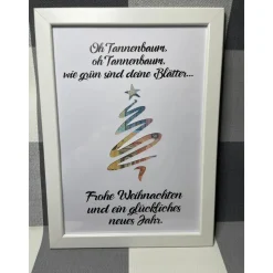 Geldgeschenk Bilderrahmen Weihnachten Tannenbaum personalisierbar DIN A4