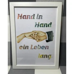 Geldgeschenk Bilderrahmen Hochzeit Hand in Hand personalisierbar DIN A4