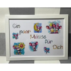 Geldgeschenk Bilderrahmen Mäuse 1 personalisierbar DIN A4
