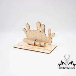 Geldgeschenk Bowling - aus Holz personalisiert