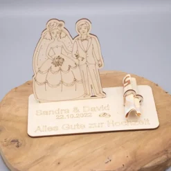 Geldgeschenk Brautpaar - aus Holz personalisiert